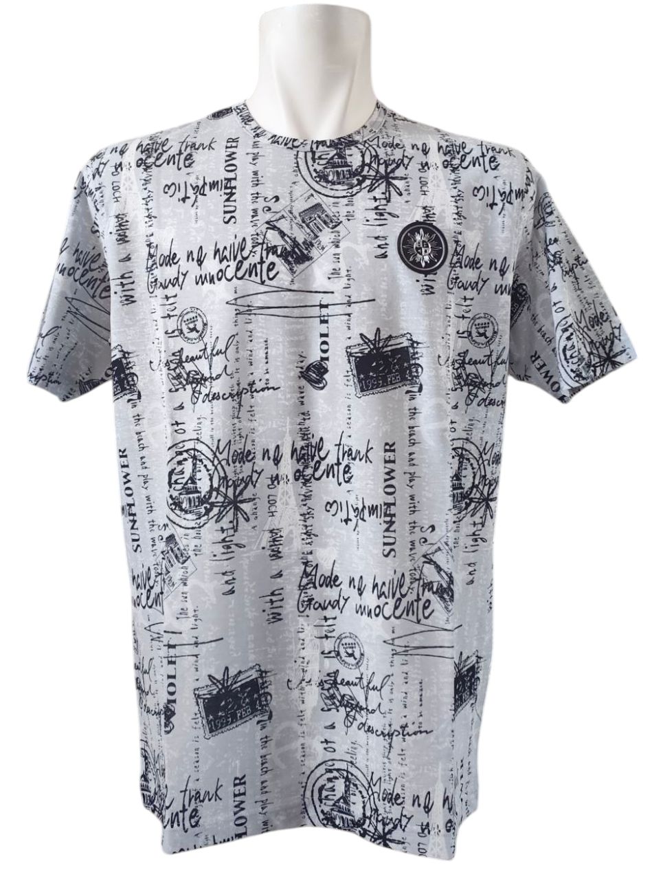 パリプリント柄Tシャツ | グレー | メンズ