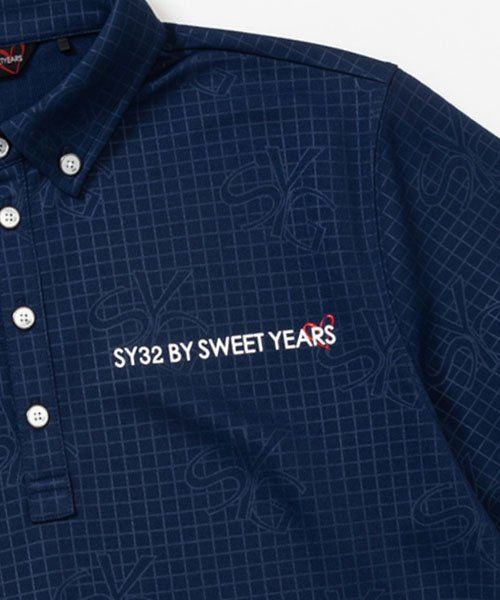 SYG GRAPHIC EMBOSS POLO | ポロシャツ | ネイビー | メンズ | ゴルフウェア