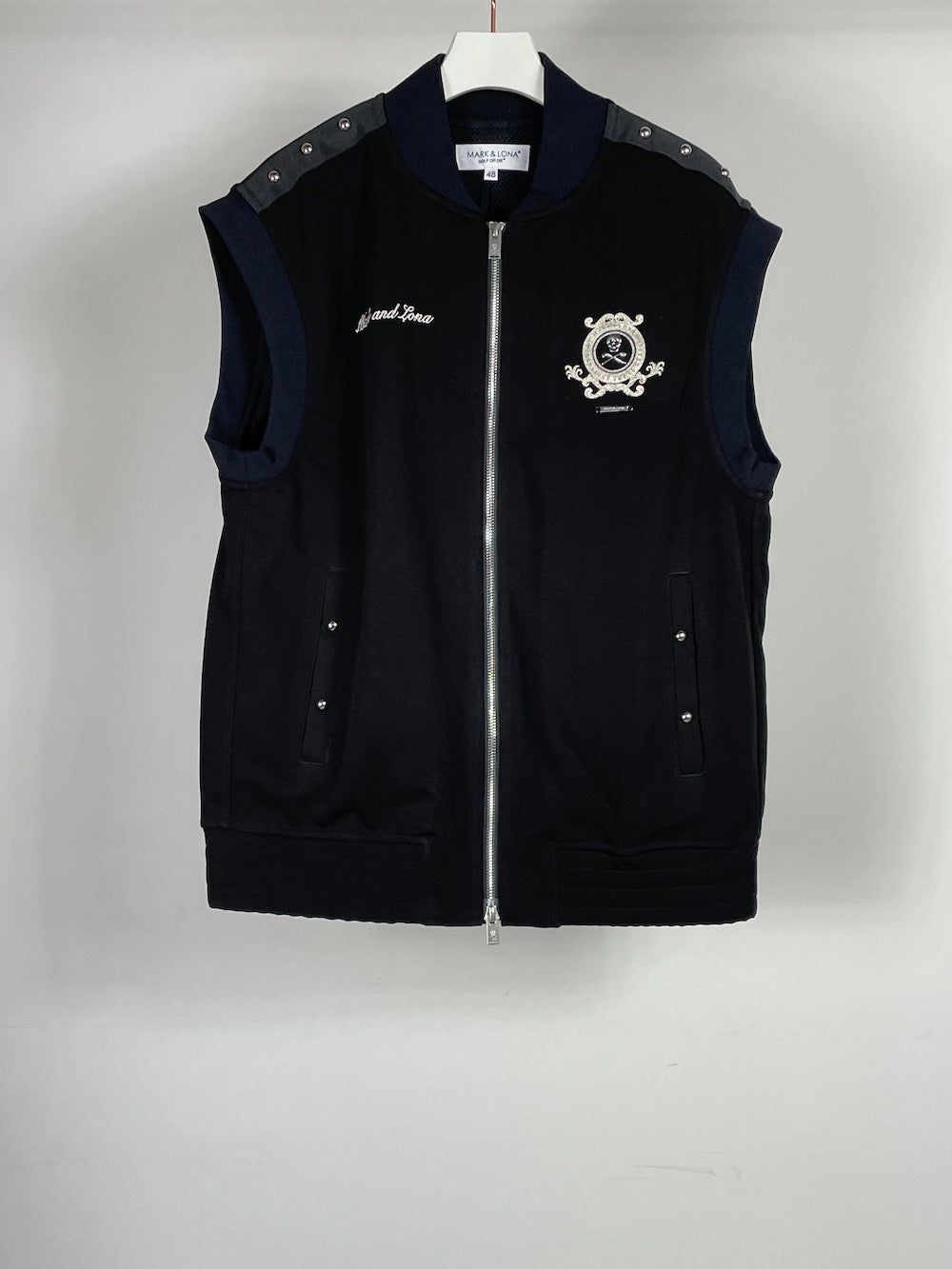 Prince Stud Zip Vest | ジップアップベスト | ブラック | メンズ | ゴルフウェア - 44(S) - BLACK