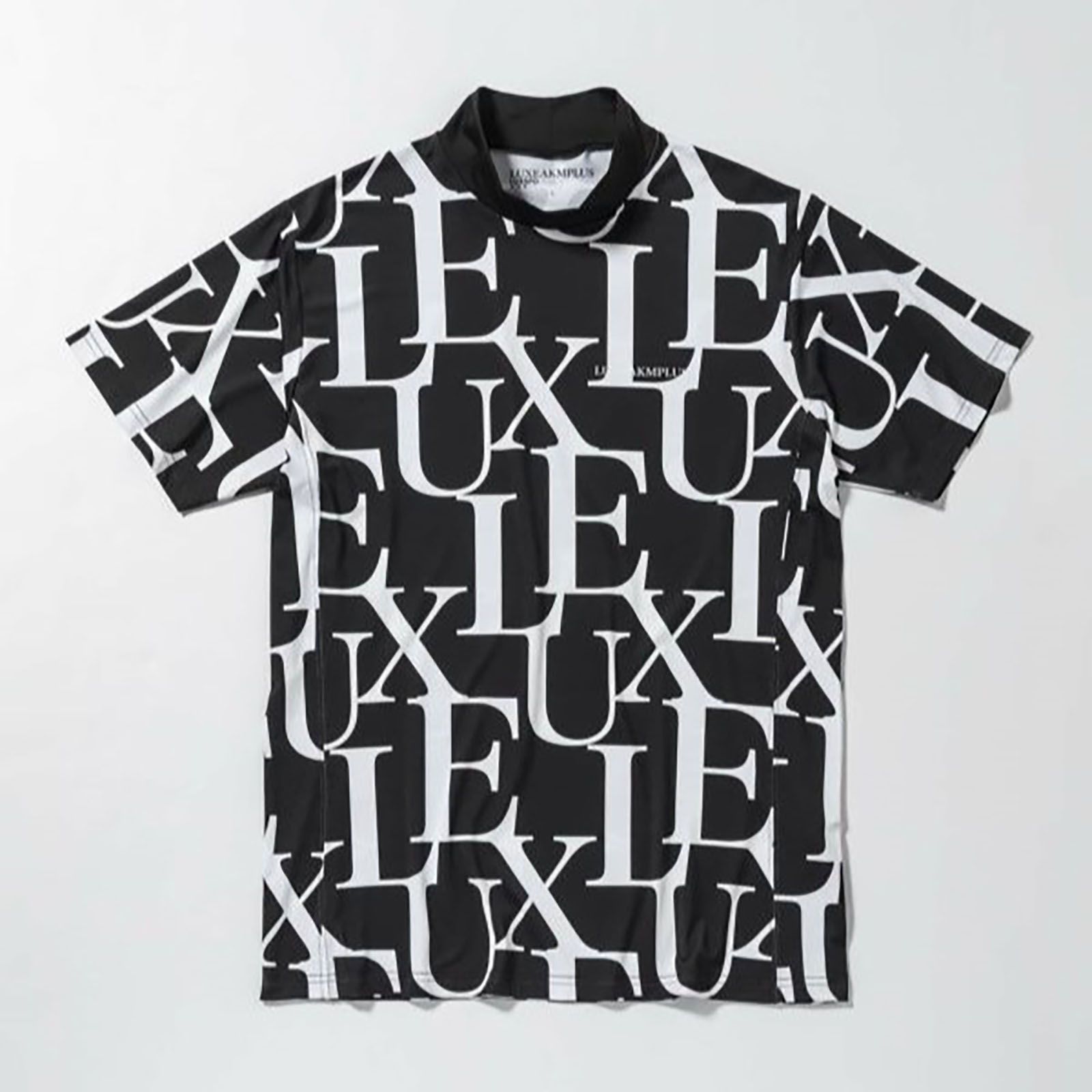 総柄ロゴ半袖モックネックTシャツ | モックネック | ブラック | メンズ | ゴルフウェア