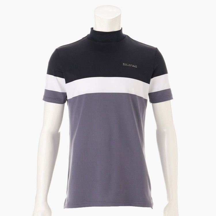 BRIEFING GOLF - MENS PANEL STRIPE HIGH NECK | メンズ パネル