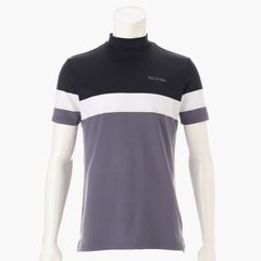 MENS PANEL STRIPE HIGH NECK | メンズ パネルストライプ ハイネック | モックネック Tシャツ ゴルフウェア | NAVY ネイビー