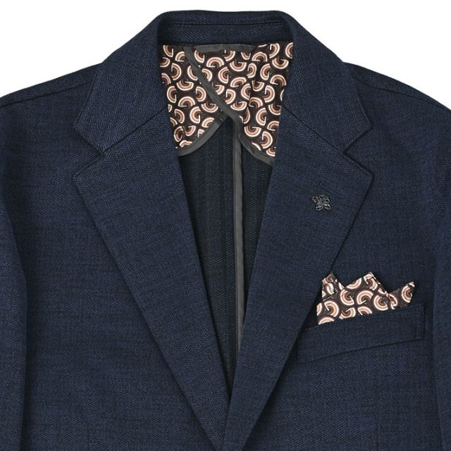 ヘリンボーン ジャガード ジャージジャケット | ネイビー | メンズ