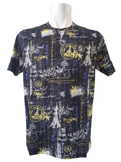 パリプリント柄Tシャツ | ブラック | メンズ