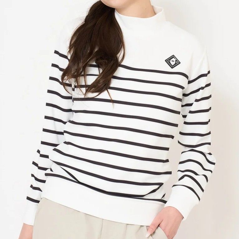 BORDER L/S MOCK | モックネックシャツ | ホワイト | レディース | ゴルフウェア