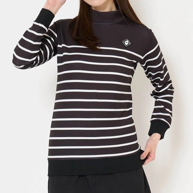 BORDER L/S MOCK | モックネックシャツ | ブラック | レディース | ゴルフウェア