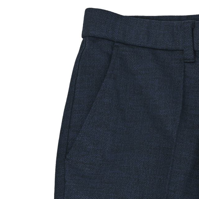 へリンボーン ジャガード ジャージ スラックス ストレッチ パンツ テーパード | ネイビー | メンズ