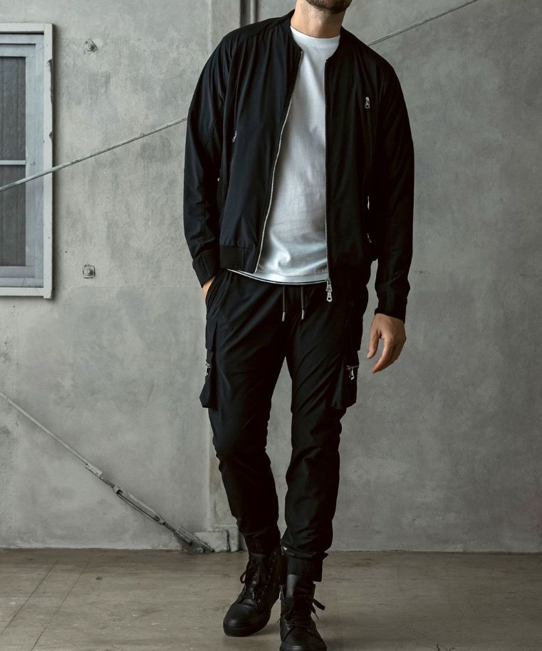 接触冷感グレンチェックナイロンブルゾン | ブラック | メンズ