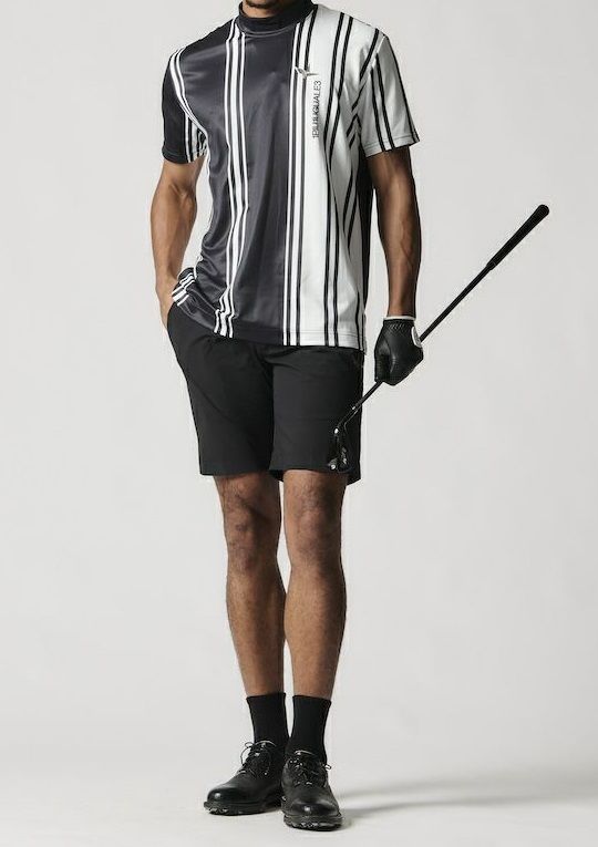 113 GOLF S/S MOCK NECK STRIPE | モックネックシャツ | ブラック | メンズ | ゴルフウェア