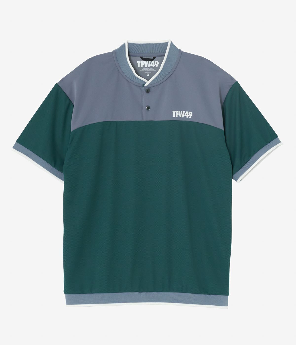 TFW49 - COLLAR LESS LINE POLO | ポロシャツ | グリーン×ブルーグレー | メンズ | ゴルフウェア |  VINCITORE GOLF（ヴィンチトーレ ゴルフ）