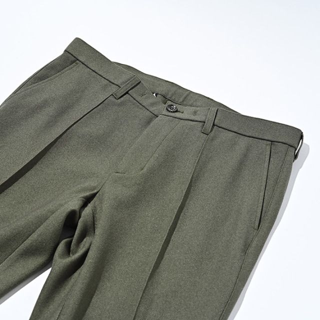 ウールライク カルゼ ストレッチ 美脚パンツ ウォッシャブル | カーキ | メンズ