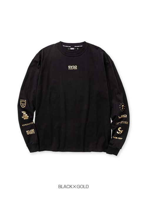 LOOSE SILHOUETTE MULTI LOGO L/S TEE | Tシャツ | ブラック×ゴールド | メンズ