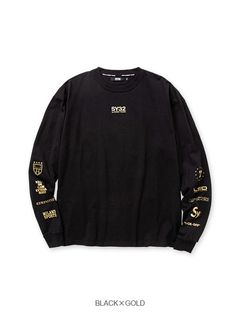 LOOSE SILHOUETTE MULTI LOGO L/S TEE | Tシャツ | ブラック×ゴールド | メンズ