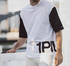 オーバーサイズバイカラー半袖Tシャツ | クルーネック | ホワイト | メンズ