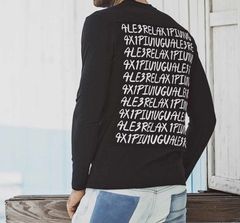 総柄バックプリントロングTシャツ | クルーネック | ブラック | メンズ
