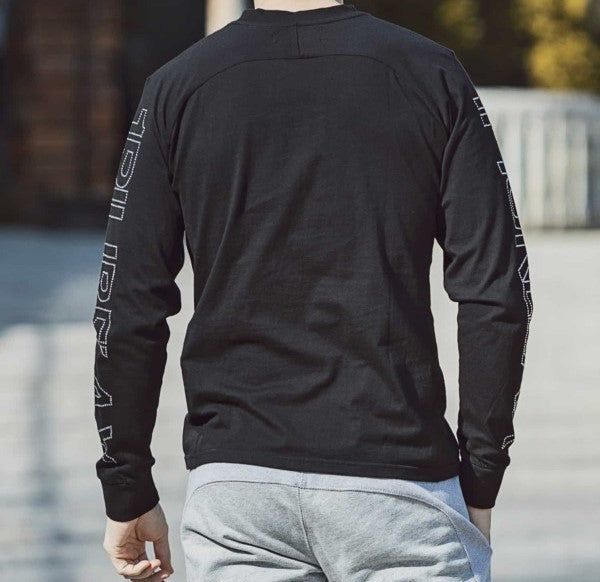 ラインストーンロゴロングTシャツ | 長袖カットソー | クルーネック | ブラック | メンズ