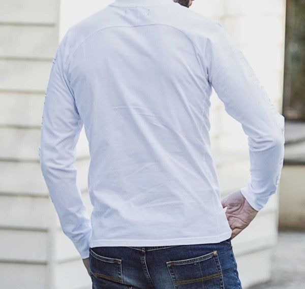 ラインストーンロゴロングTシャツ | 長袖カットソー | クルーネック | ホワイト | メンズ