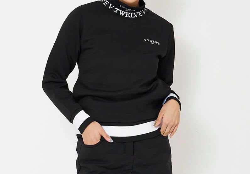 LX LOGO NECK CREW_WM | モックネック | ブラック | レディース | ゴルフウェア