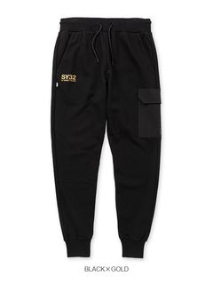 TEXTURE MIX SWEAT PANTS | イージーパンツ | ブラック×ゴールド | メンズ | ゴルフウェア