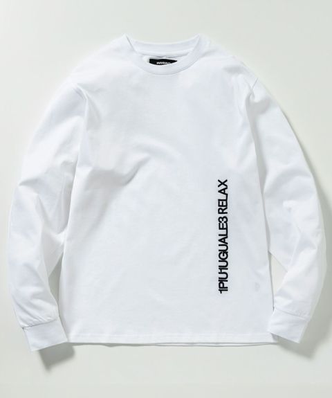 【1PIU1UGUALE3 RELAX】バーチカルエンブロイディロングTシャツ 1PIU1UGUALE3 RELAX - バーチカルエンブロイディーロングTシャツ