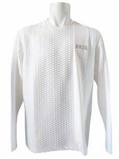 ポリエステル凹凸柄長袖Tシャツ | ホワイト | メンズ