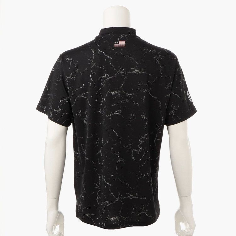 MENS TIE DYE HIGH NECK RELAXED FIT | メンズ タイダイ ハイネック リラックスフィット | モックネック Tシャツ ゴルフウェア | BLACK ブラック
