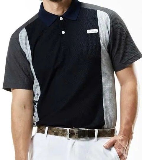 3D-FACE PANEL POLO | ポロシャツ  | ネイビー | メンズ | ゴルフウェア