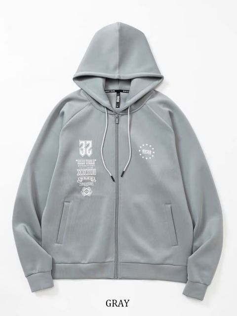 DOUBLE KNIT MULTI LOGO ZIP HOODIE | パーカー | グレー | メンズ | ゴルフウェア