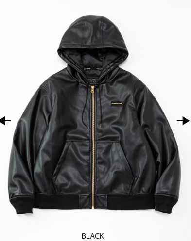 FAKE LEATHER ZIP HOODIE | パーカー | ブラック | メンズ | ゴルフウェア