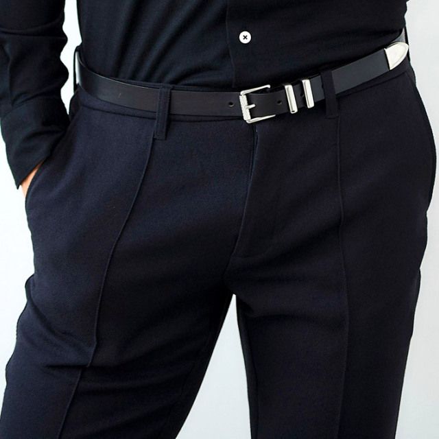 ウールライク カルゼ ストレッチ 美脚パンツ ウォッシャブル | ブラック | メンズ