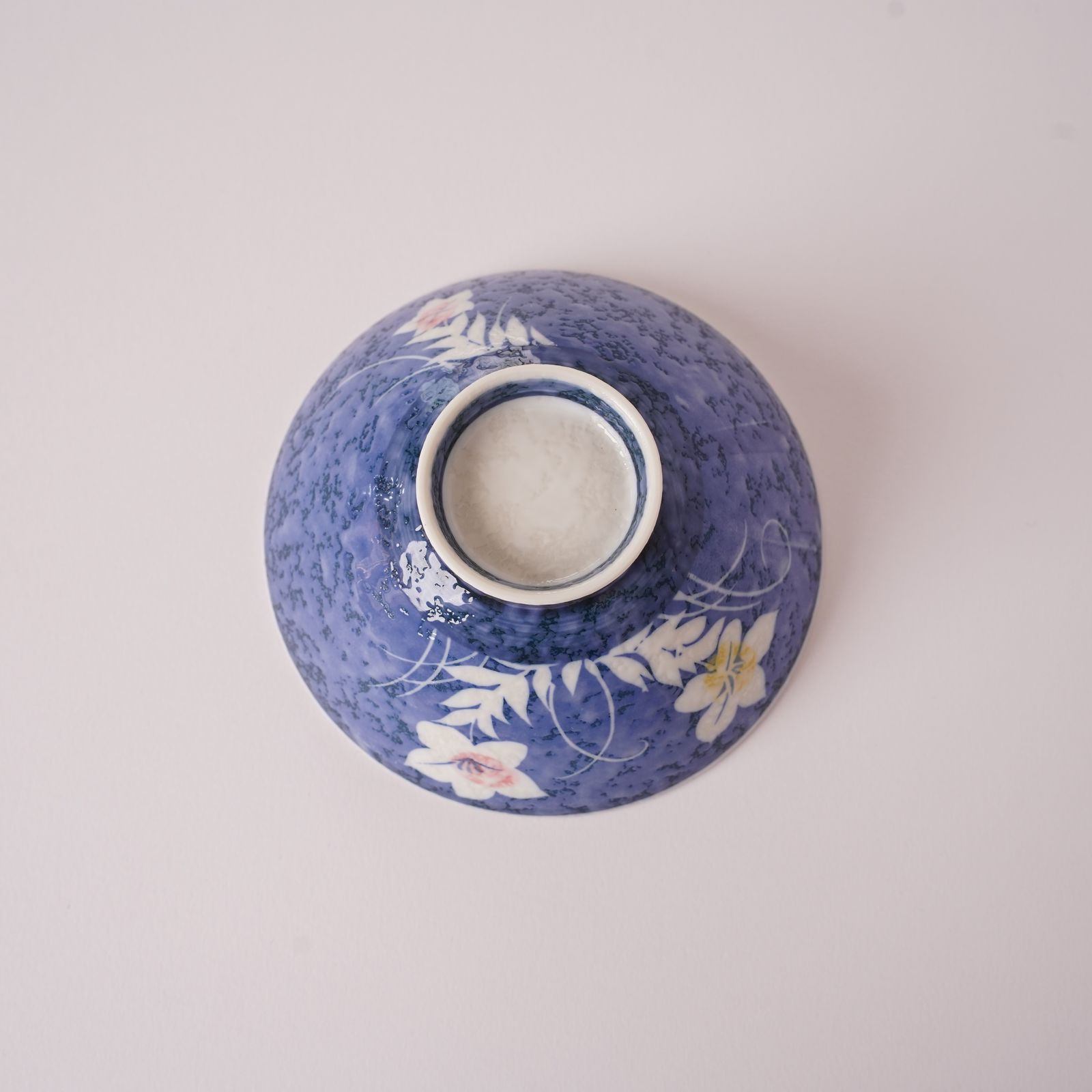 藍色に白の桔梗 ご飯茶碗 3個セット