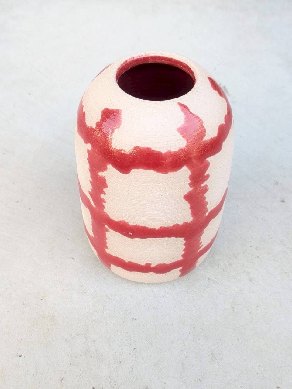 土の花【花瓶】plaid vase / Red