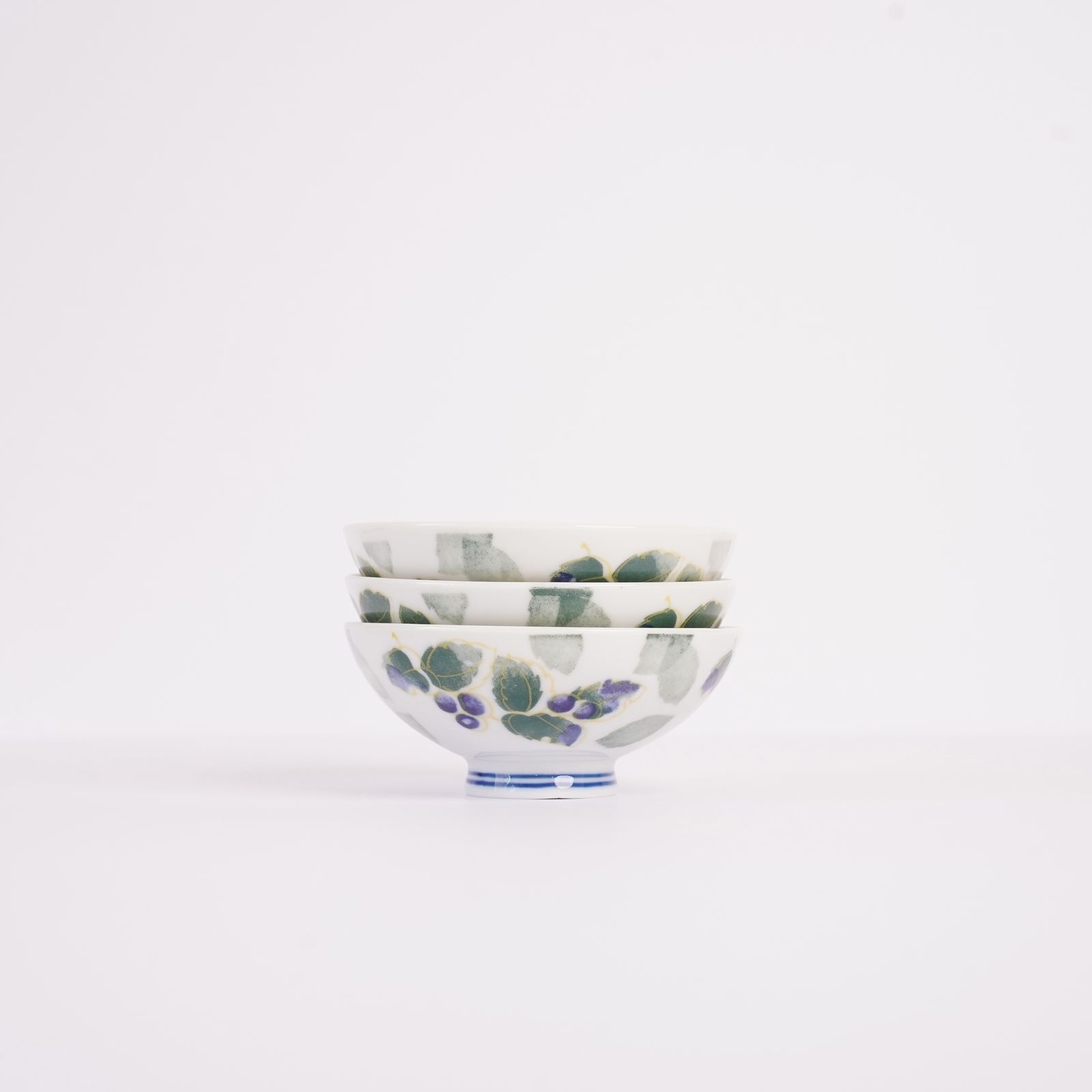 紫色の葡萄 ご飯茶碗 3個セット