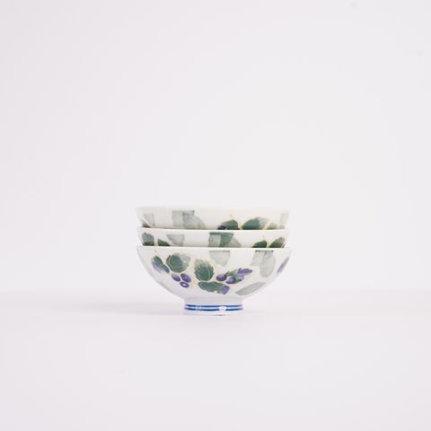紫色の葡萄 ご飯茶碗 3個セット