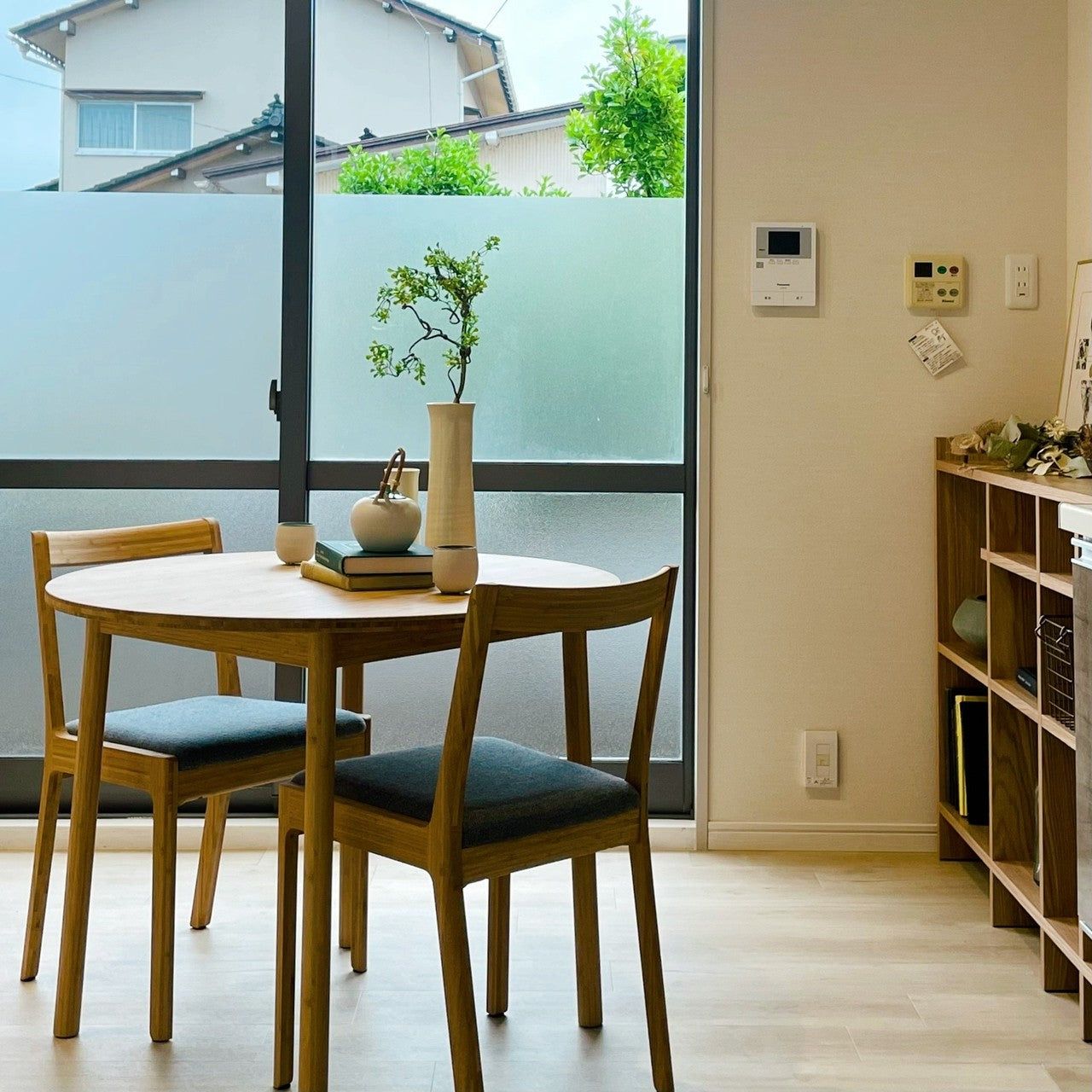 Round table made of bamboo