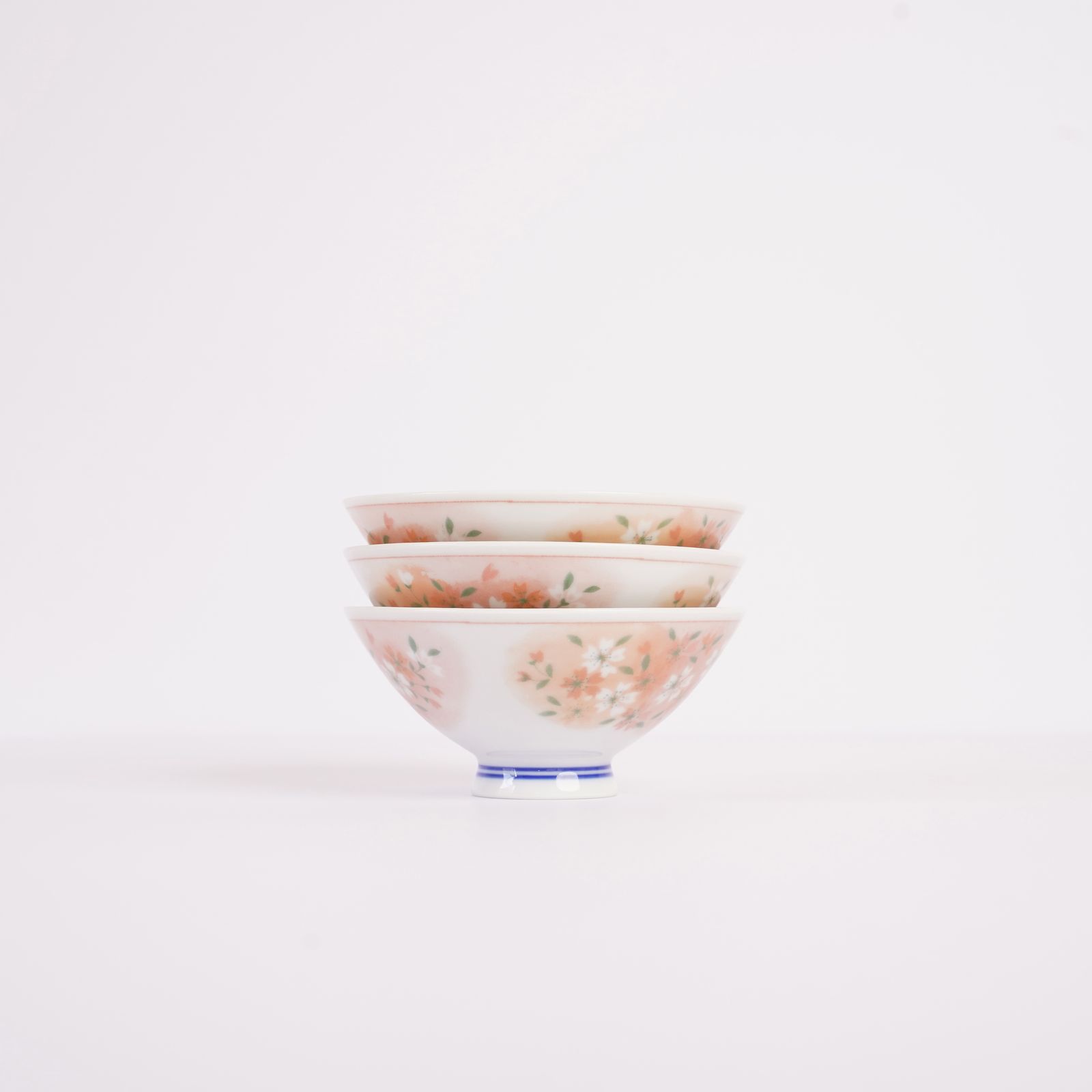 紅白の桜 ご飯茶碗 3個セット