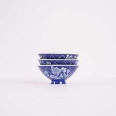藍色の桔梗 ご飯茶碗 3個セット