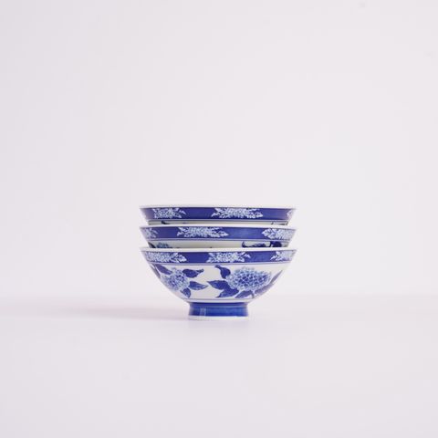 藍色の紫陽花 ご飯茶碗 3個セット