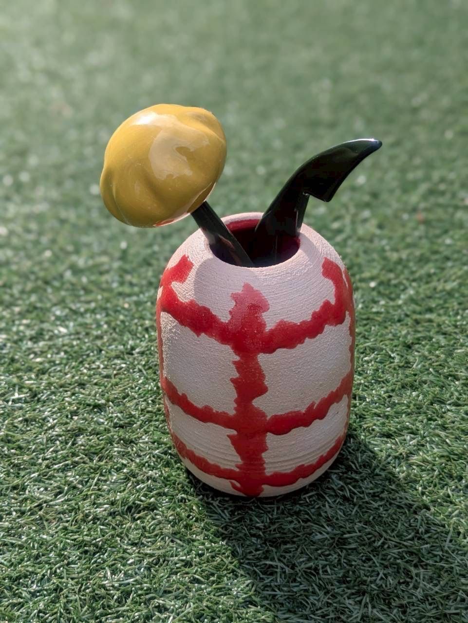 土の花【花瓶】plaid vase / Red