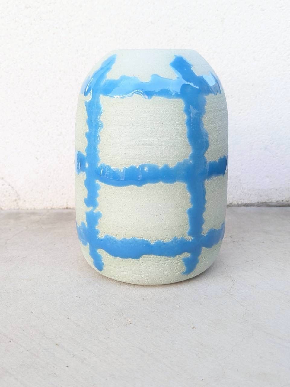 土の花【花瓶】plaid vase / Blue