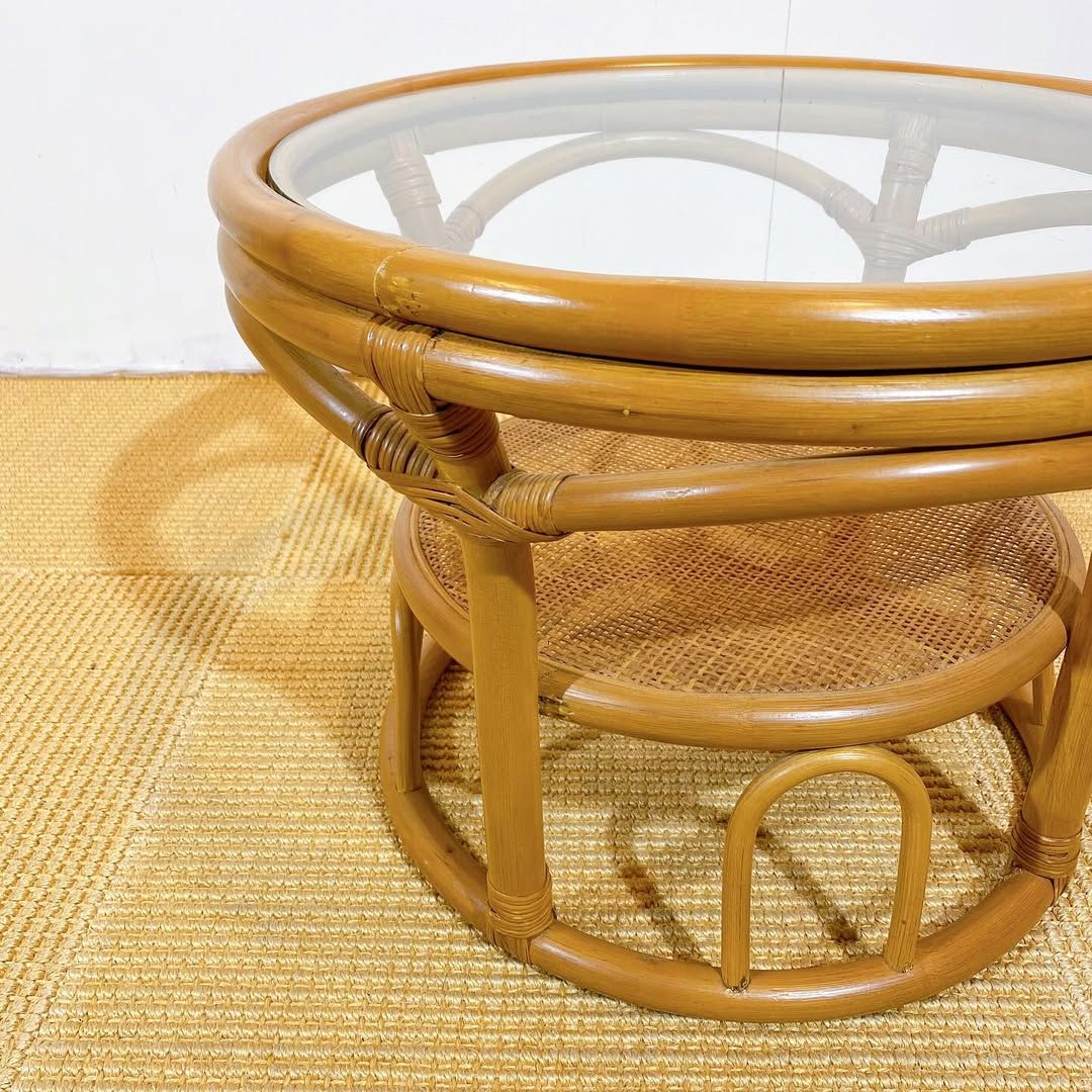 season36-4 / Glass Rattan Table