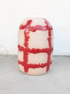 土の花【花瓶】plaid vase / Red
