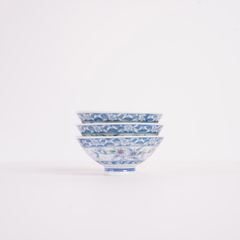 藍色のテッセン柄 ご飯茶碗 3個セット