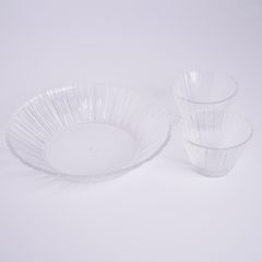 ガラスの器 かすれ千筋 そうめん 3点セット